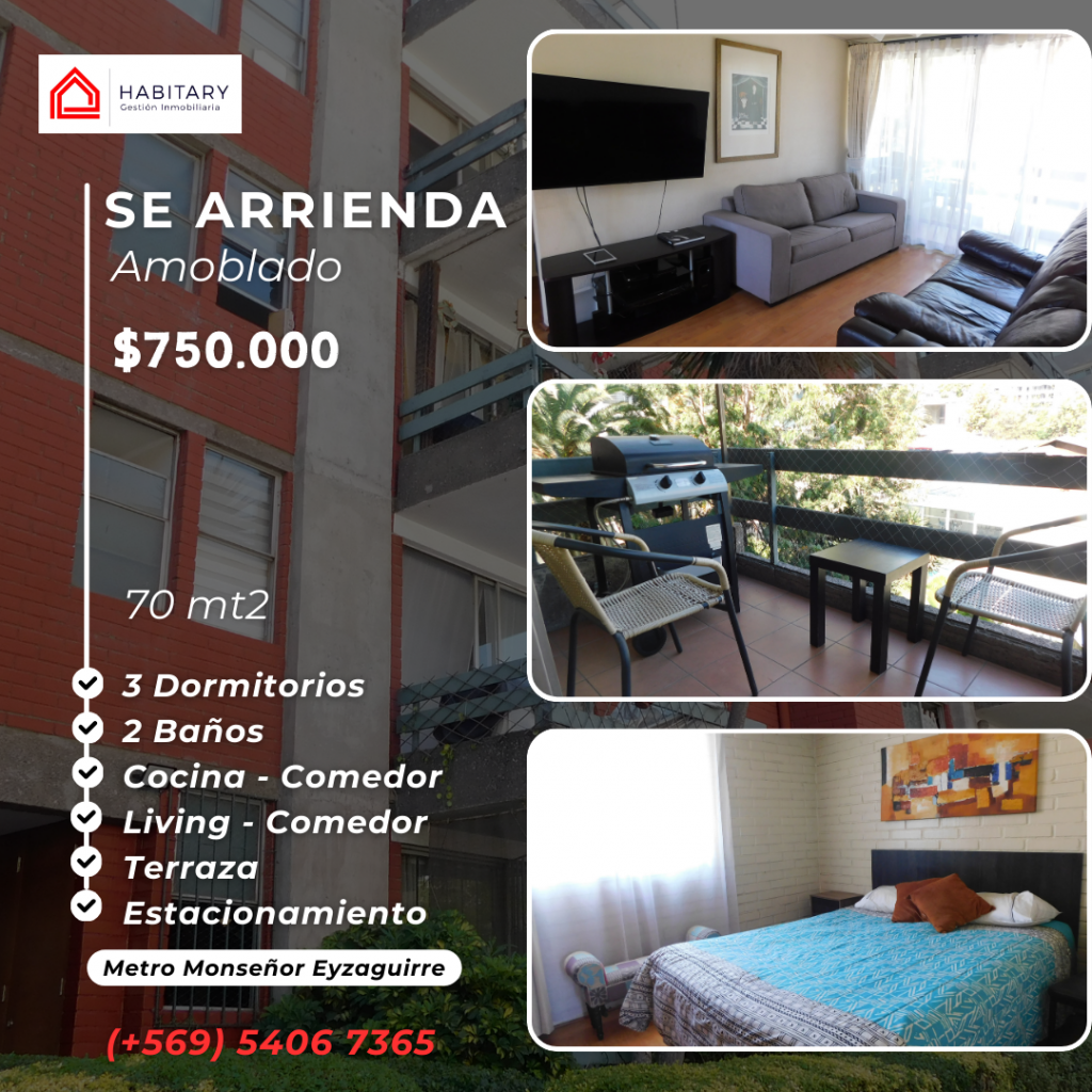 Excelente departamento amoblado, ñuñoa